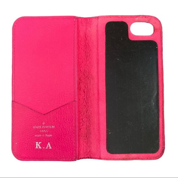 Louis Vuitton Pink Mahina iphone Case 7 8 Folio - Picture 3 of 8